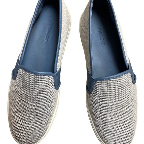 VINCE Preston Felted Skate White Woven Slip-on Sneakers in Anchor Blue Size 7.5 - Picture 9 of 9